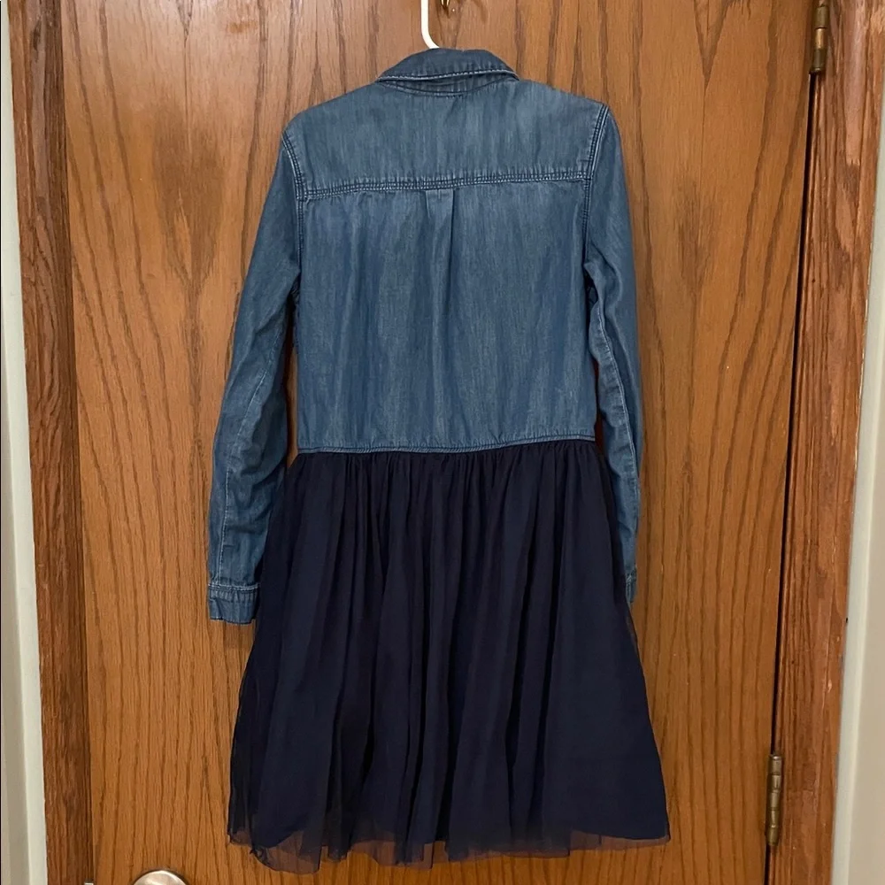 OshKosh B'gosh UGC Girls Size 10 Denim Chambray and Navy Tulle Dress - Picture 9 of 11